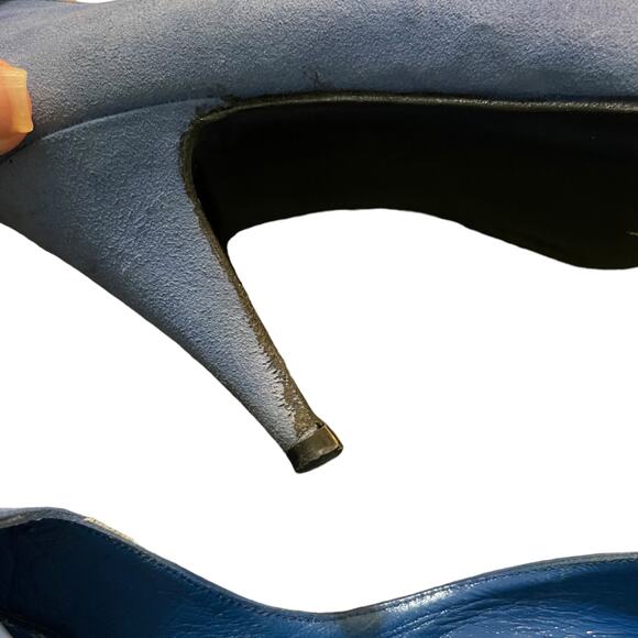 Stuart Weitzman For Mr. Seymour Blue Slip On Heels Size 7 - Picture 7 of 8